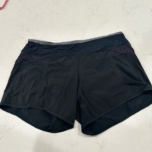 Lululemon 5” women’s running shorts size 8, black with gray